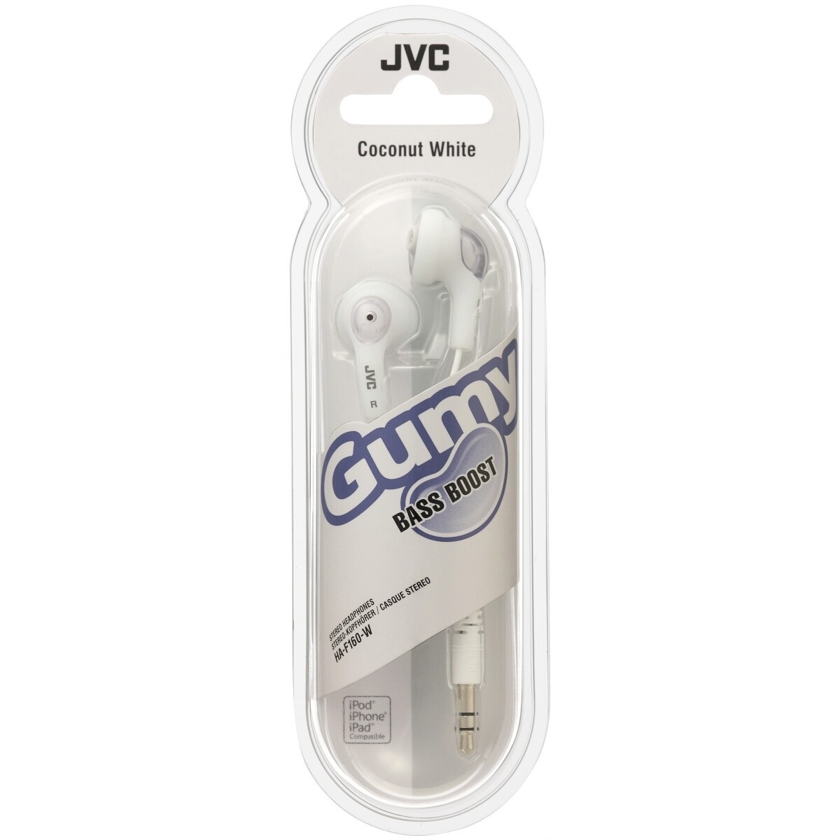 JVC Coconut White Gumy Bass Boost Headphones