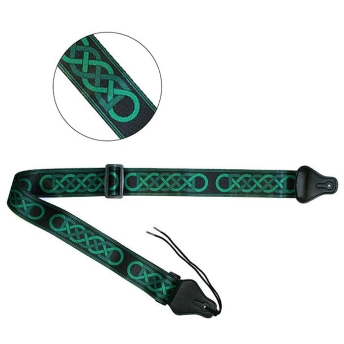 Celtic Knot Guitar Strap Green On  Black