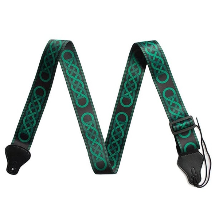 Celtic Knot Guitar Strap Green On  Black