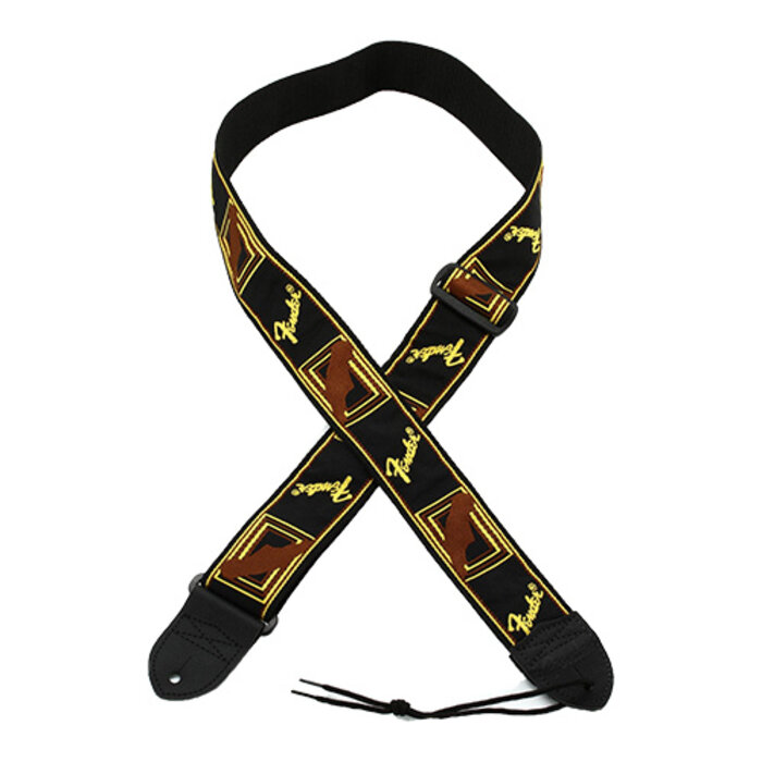 Fender 2 Monogrammed Strap Black/Yellow/Brown