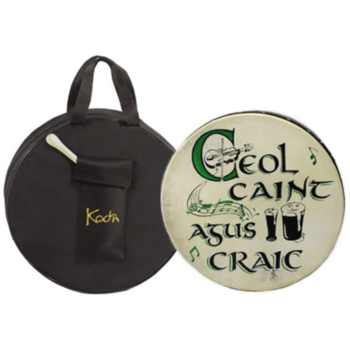 Koda Bodhran  16" X 4" Black - Ceol Agus Craic With Bag & Beater