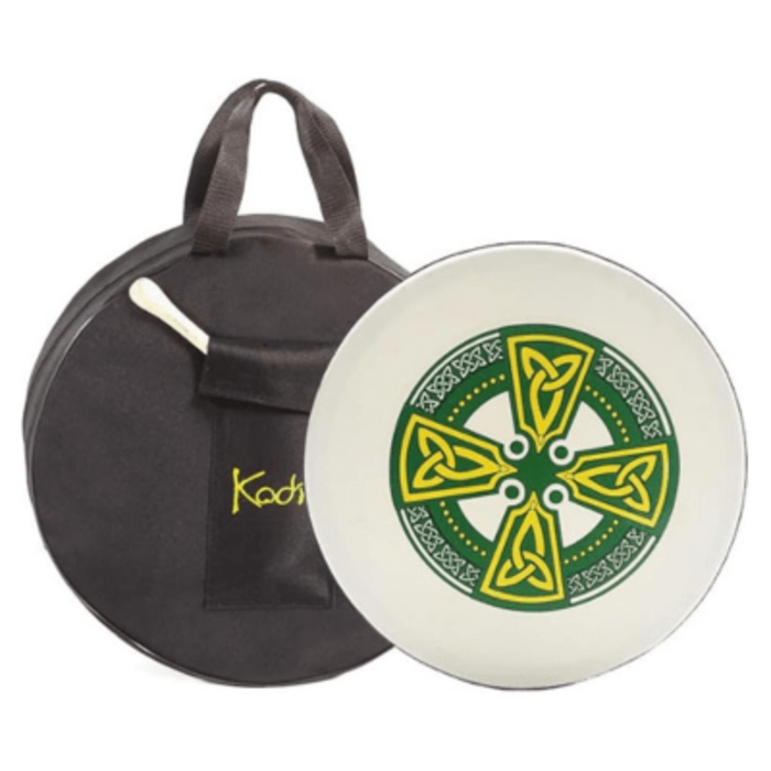 Koda Bodhran  12" X 3" Black - Celtic Cross Green With Bag & Beater