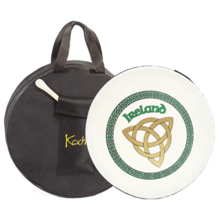 Koda Bodhran  12" X 3" Black - Ireland Trinity Knot With Bag & Beater