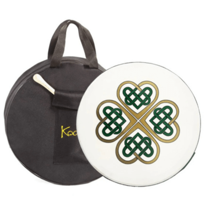 Koda Bodhran  14" X 3" Black - Celtic Knot In Hearts With Bag & Beater