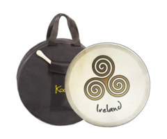 Koda Bodhran 12" X 3" Black - Newgrange Swirl Gold With Bag & Beater