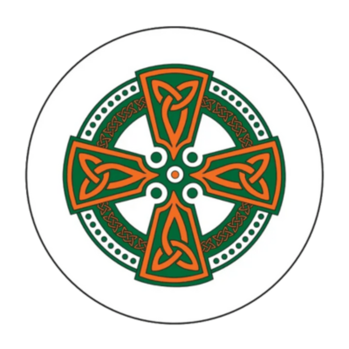 Koda Bodhran  8" X 1 1/2" Natural - Orange And Green Celtic Cross With Beater