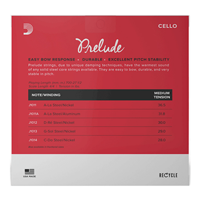 D'Addario Prelude J1010 4/4M Cello Strings Set 4/4 Med