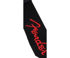 Fender 2 Black Poly Strap W/ Red Logo