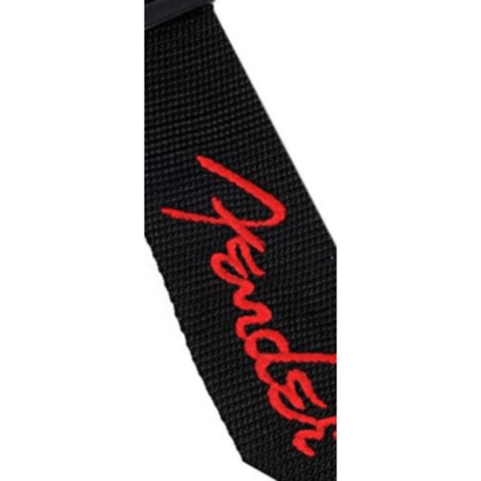 Fender 2 Black Poly Strap W/ Red Logo