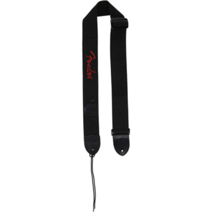 Fender 2 Black Poly Strap W/ Red Logo