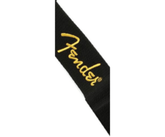 Fender 2 Black Poly Strap W/ Yellow Logo