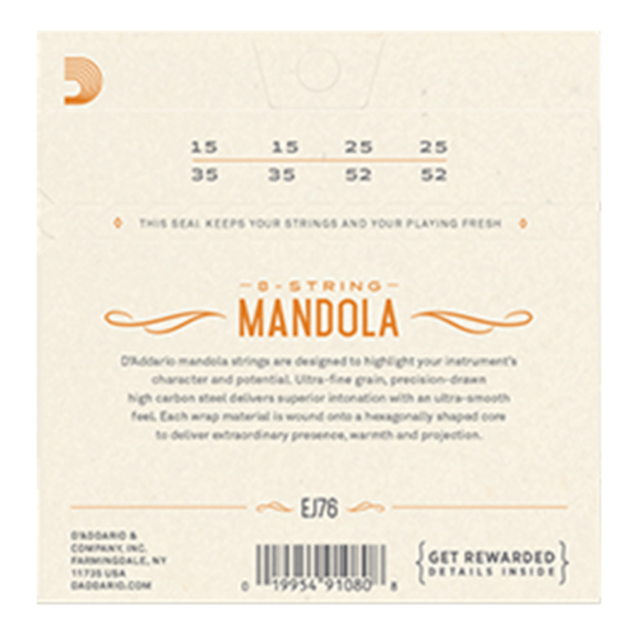 D'Addario EJ76 Phosphor Bronze Mandola Strings 15-52