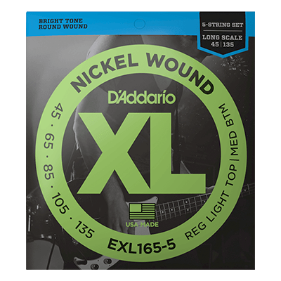 D'Addario EXL165-5 Bass Guitar Strings Nickel Wound