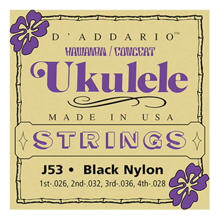 D'Addario J53 Concert Ukulele Strings Black Nylon