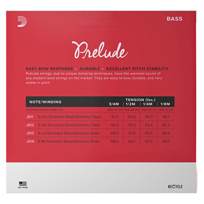 D'Addario J610 3/4 Double Bass Strings Set Phosphor Bronze