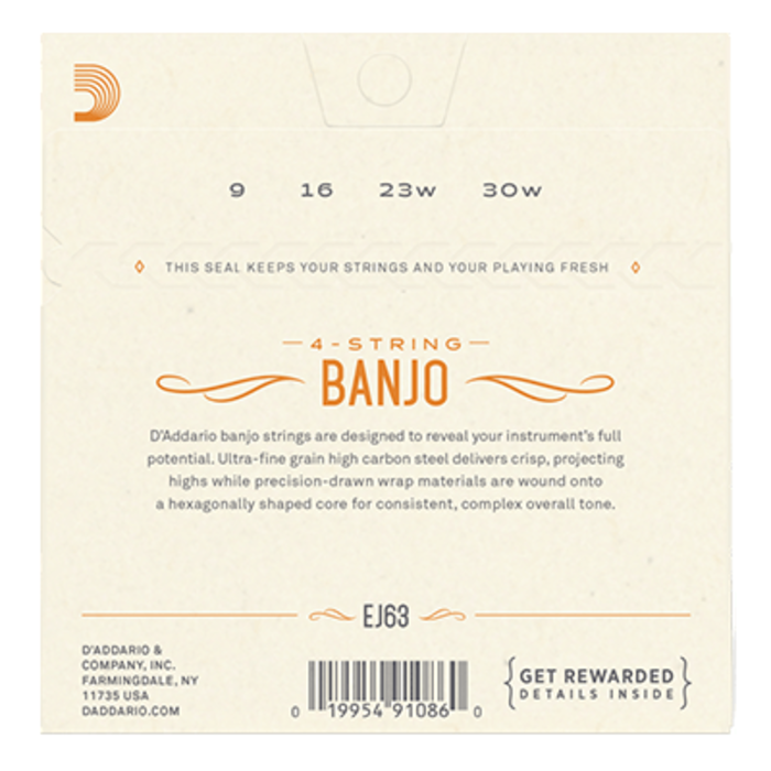 D'Addario J63 Tenor Banjo Strings Nickel