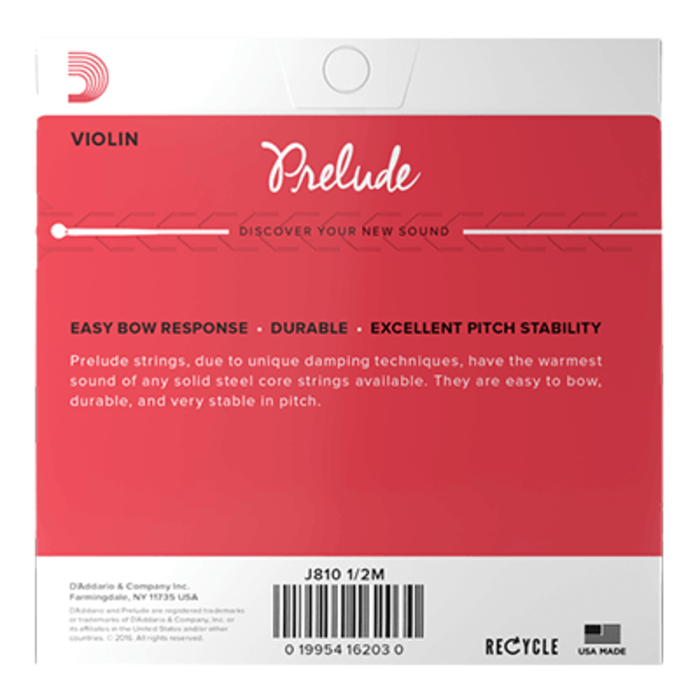 D'Addario Prelude J810 1/2 Medium Violin Strings Set