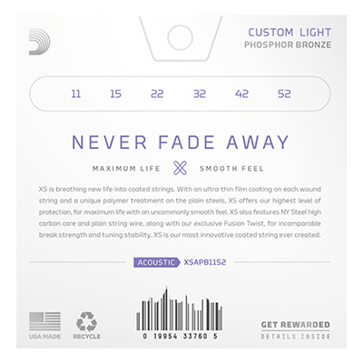 D'Addario XSAPB1152 Custom Light XS Acoustic Guitar Strings Phosphor Bronze