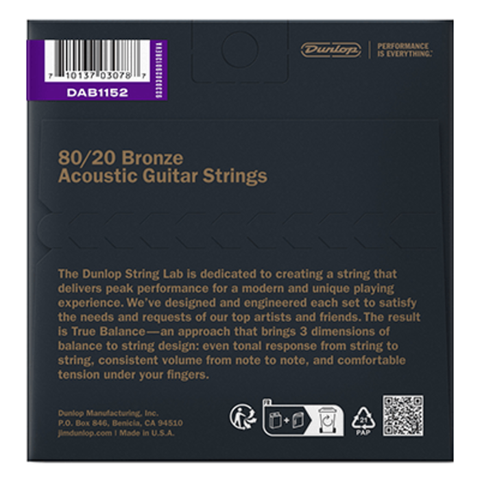 Dunlop DAB1152 11-52 Acoustic Guitar Strings Bronze