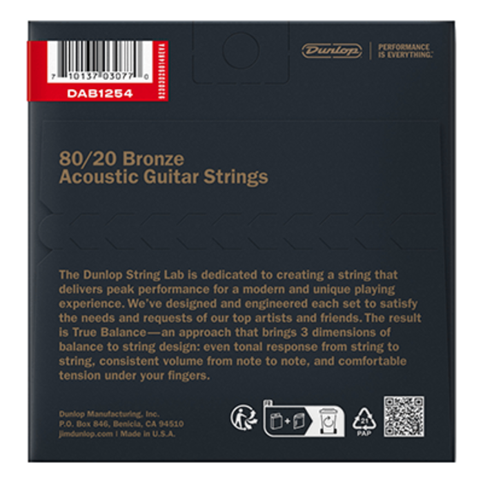 Dunlop DAB1254 12-54 Acoustic Guitar Strings Bronze