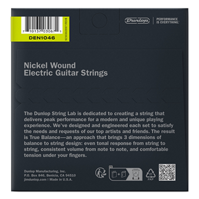 Dunlop DEN1046 10-46 Electric Guitar Strings True Nickel