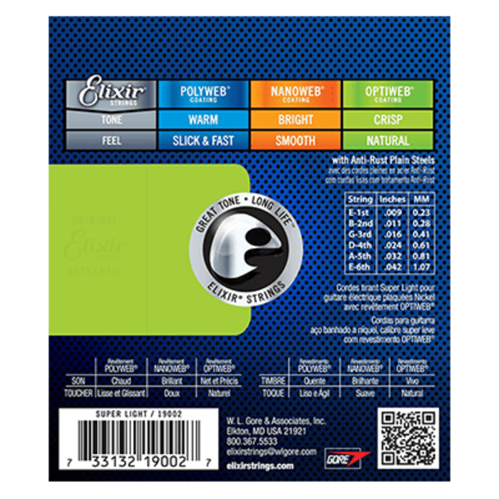 Elixir Optiweb 19002 09-42 Electric Guitar Strings Nickel
