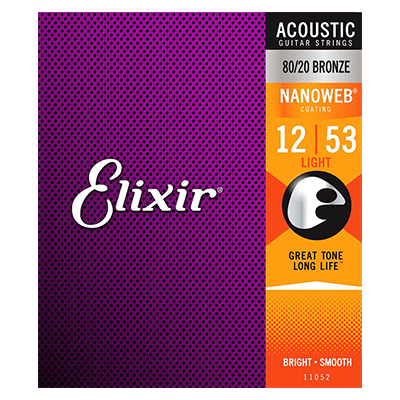 Elixir Nanoweb Light 11052 12-53 Acoustic Guitar Strings Bronze