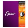 Elixir Nanoweb 16027 11-52 Custom Light Acoustic Guitar Strings Phosphor Bronze
