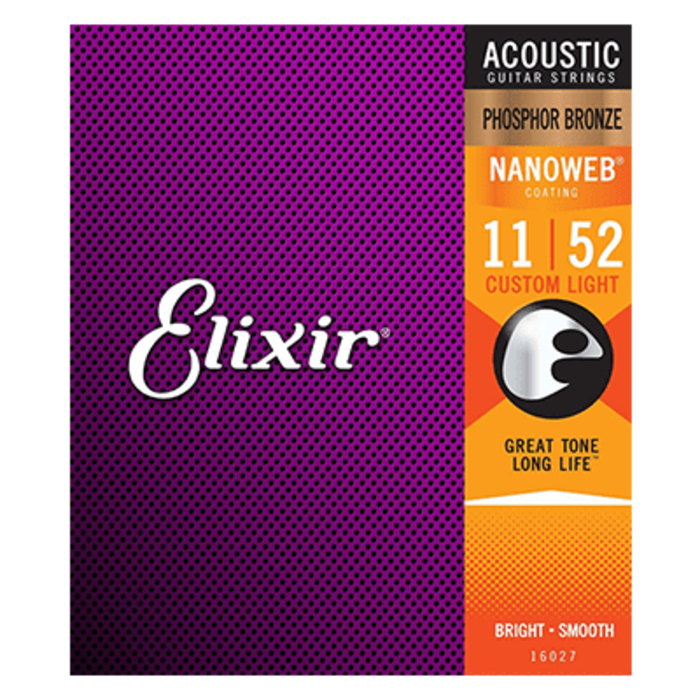 Elixir Nanoweb 16052 12-53 Acoustic Guitar Strings Phosphor Bronze