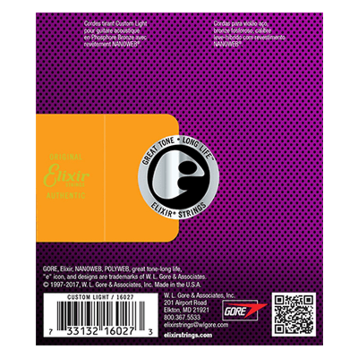 Elixir Nanoweb 16052 12-53 Acoustic Guitar Strings Phosphor Bronze
