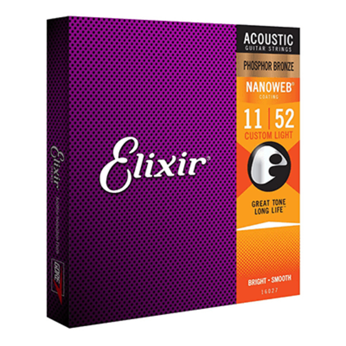 Elixir Nanoweb 16052 12-53 Acoustic Guitar Strings Phosphor Bronze