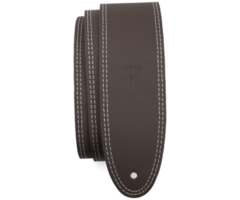 Perri 175 Double Stitched 2.5 Inch Leather Strap - Dark Brown