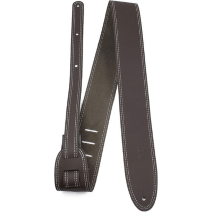Perri 175 Double Stitched 2.5 Inch Leather Strap - Dark Brown