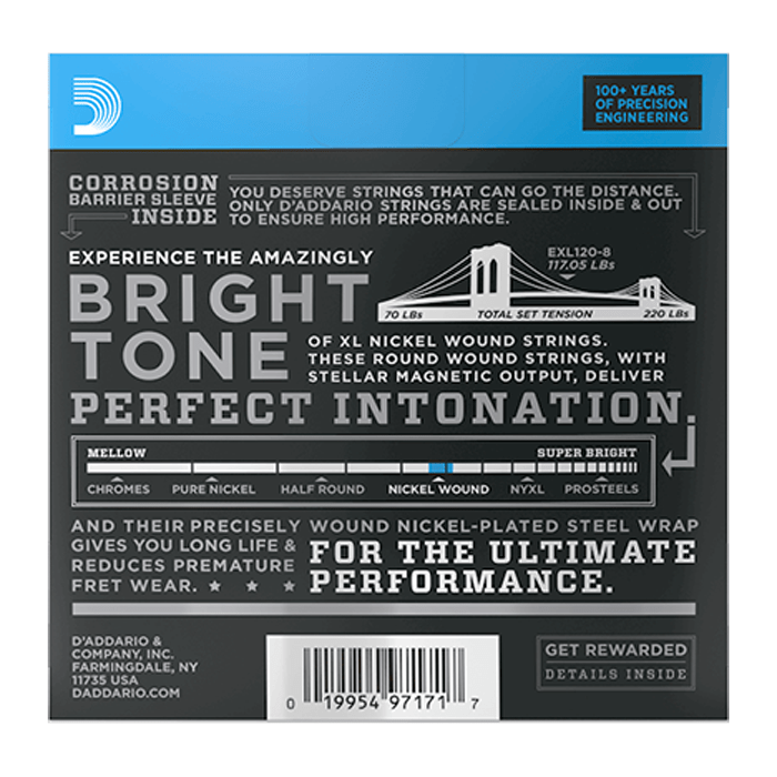 D'Addario EXL120-8 Super Light 8- String Electric Guitar Strings