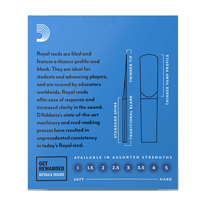D'Addario RCB1015 Royal Clarinet Reeds Number 1.5