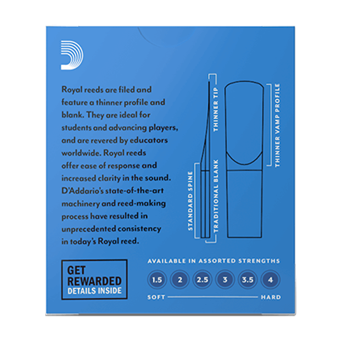 D'Addario RIB1035 Royal Soprano Sax Reed - Strength 3.5