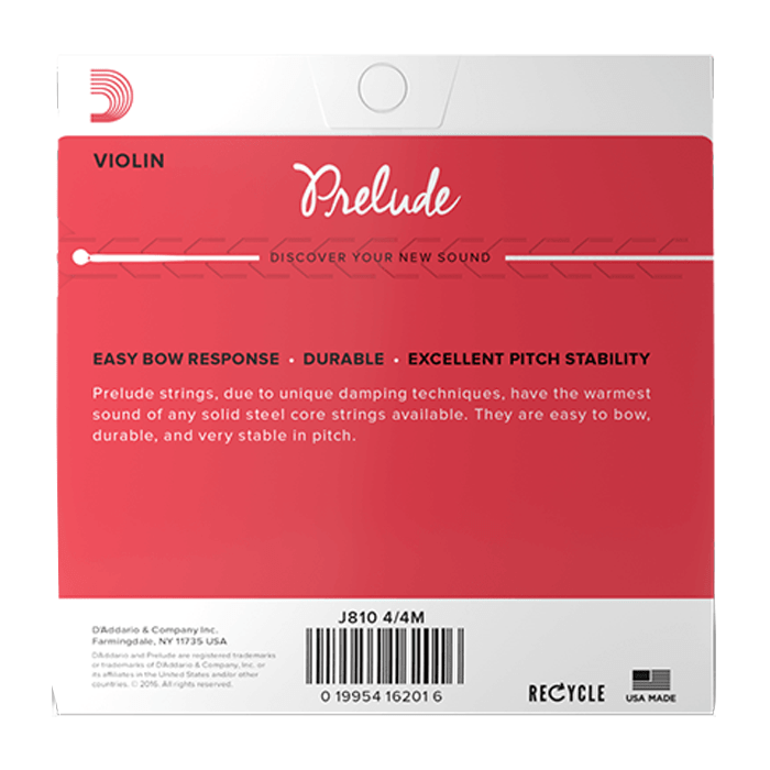 D'Addario J810 4/4 Medium Tension Core Violin Strings Solid Steel