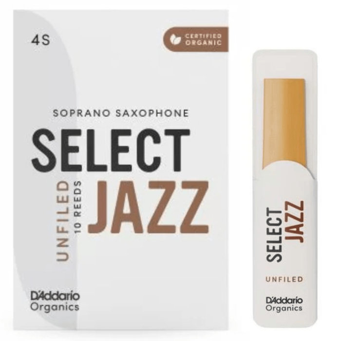 D'Addario Select Jazz Unfiled Soprano Sax Reeds, 4S