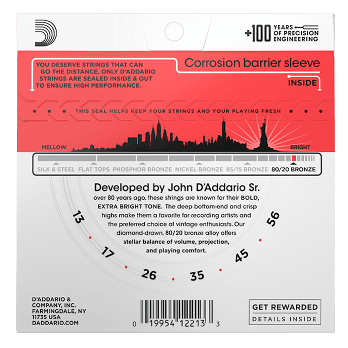 D'Addario EJ12 Medium Acoustic Guitar Strings Bronze