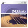 D'Addario EJ26-3D Acoustic Guitar Strings 3 Pack Phosphor Bronze