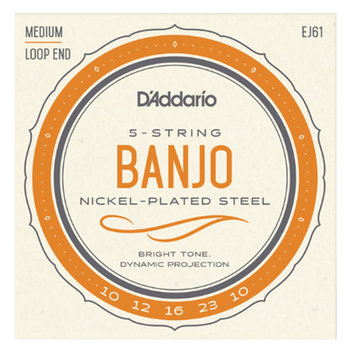 D'Addario EJ61 Medium Gauge 5 Strings Banjo Nickel Wound