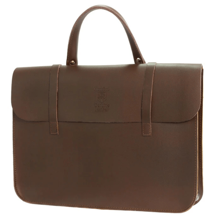 Montford Leather Music Case  Embossed Logo - Brown