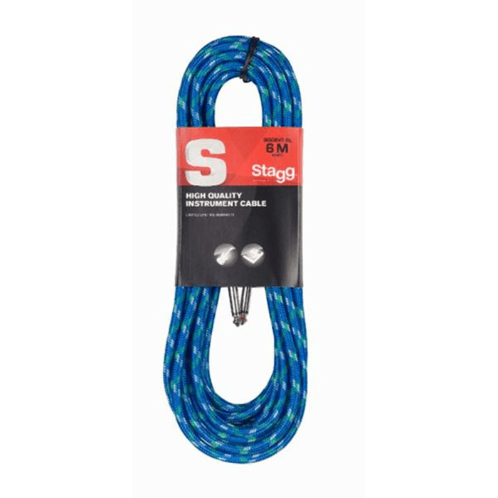 Stagg 6M/20FT Vintweed Instrument Cable-Blue