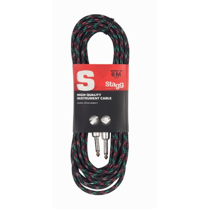 Stagg 6M/20FT Vintweed Instrument Cable-Black