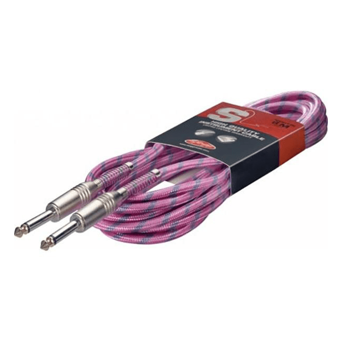 Stagg 6M/20FT Vintweed Instrument Cable-Pink