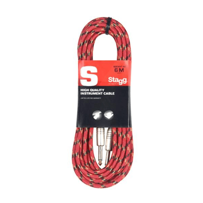 Stagg 6M/20FT Vintweed Instrument Cable-Red