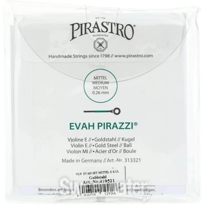 Pirastro Evah Pirazzi Violin String, Ball End E, Medium
