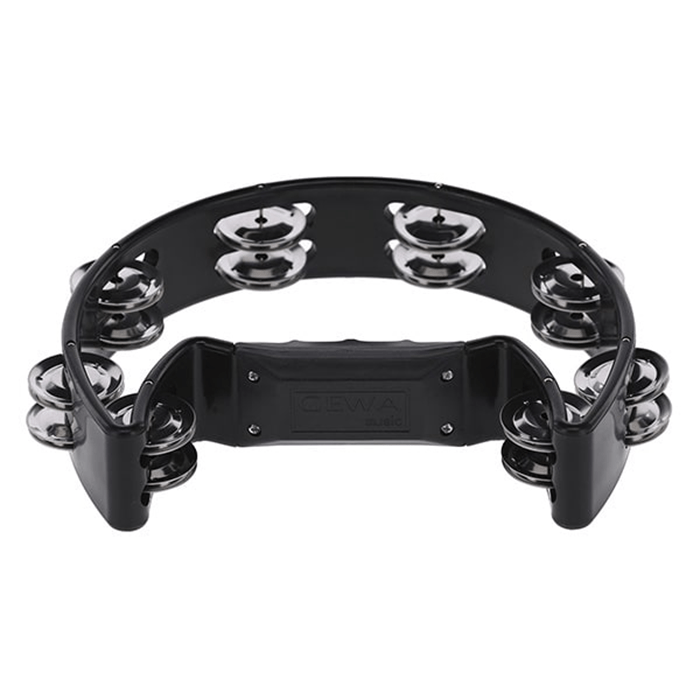 Gewa Half Moon Tambourine, Black  16 Pairs Of Jingles