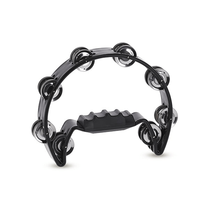 Gewa Half Moon Tambourine, Black  16 Pairs Of Jingles