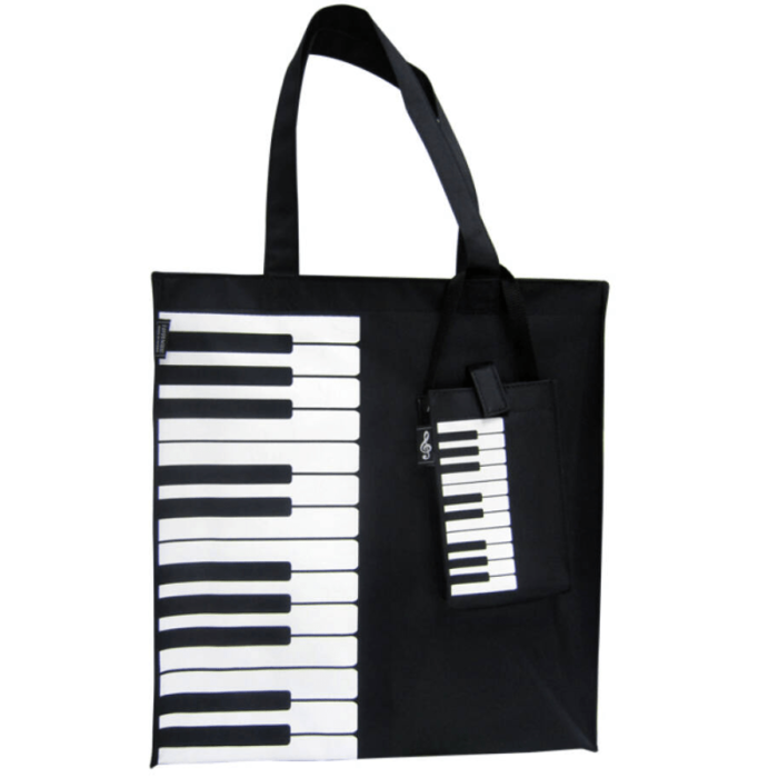 Canvas Tote Bag With Keyboard/Piano Design